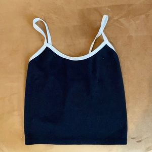 Black and White Spandex Crop Top Tank Top XS